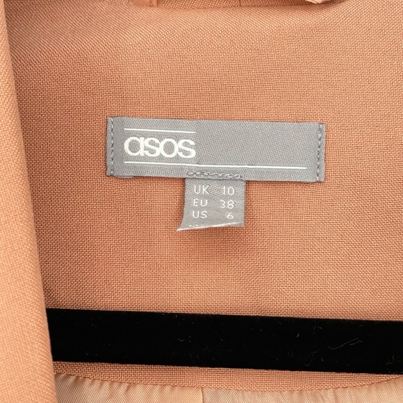 ASOS Peach Single Button Boss Babe Shawl Collar 3/4 Sleeve Classic Blazer 6 - Picture 7 of 15
